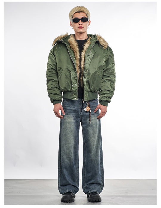 F3F Select Faux Fur Hooded MA-1 Bomber Jacket | Face 3 Face