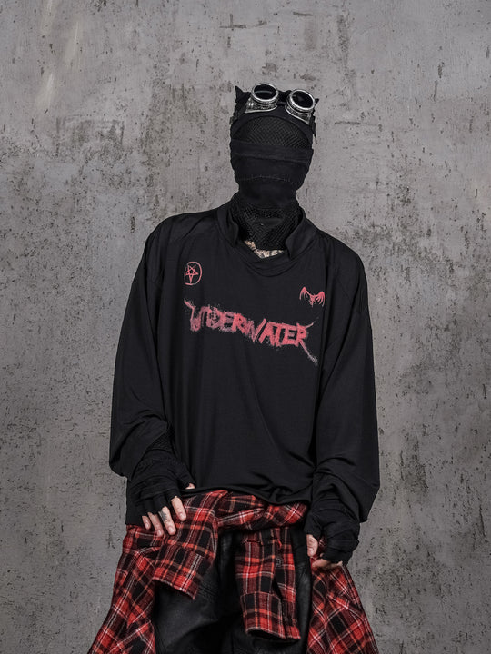 UNDERWATER Printed Patchwork Mesh Sports Long Sleeve Jersey Tee | Face 3 Face