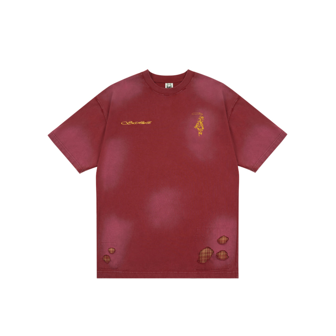 S45 Plaid Patchwork Washed Embroidered Logo Tee | Face 3 Face