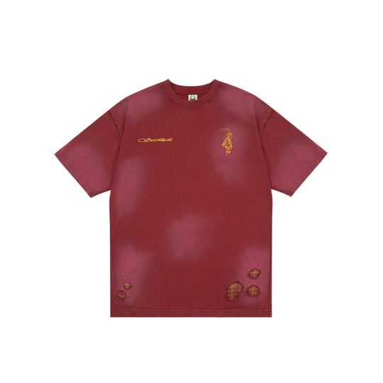 S45 Plaid Patchwork Washed Embroidered Logo Tee | Face 3 Face