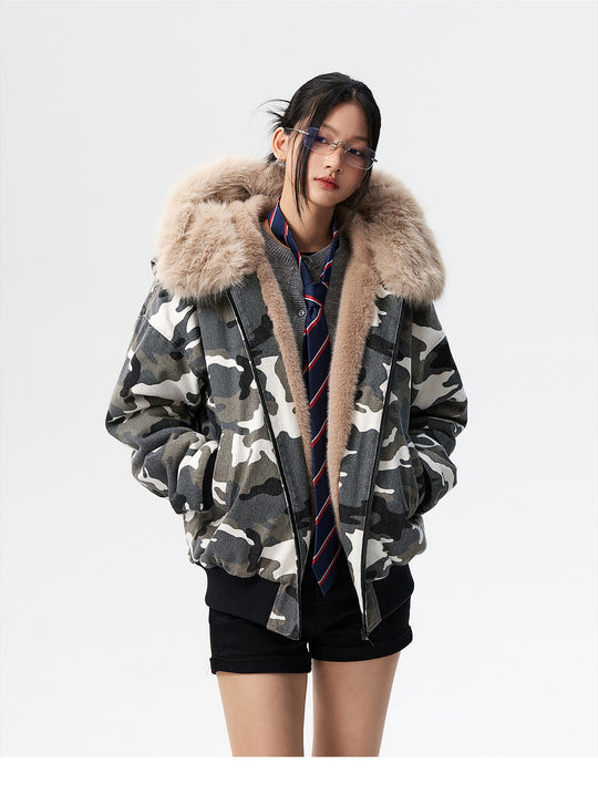 MEDM Detachable Fur Camouflage Hooded Jacket | Face 3 Face