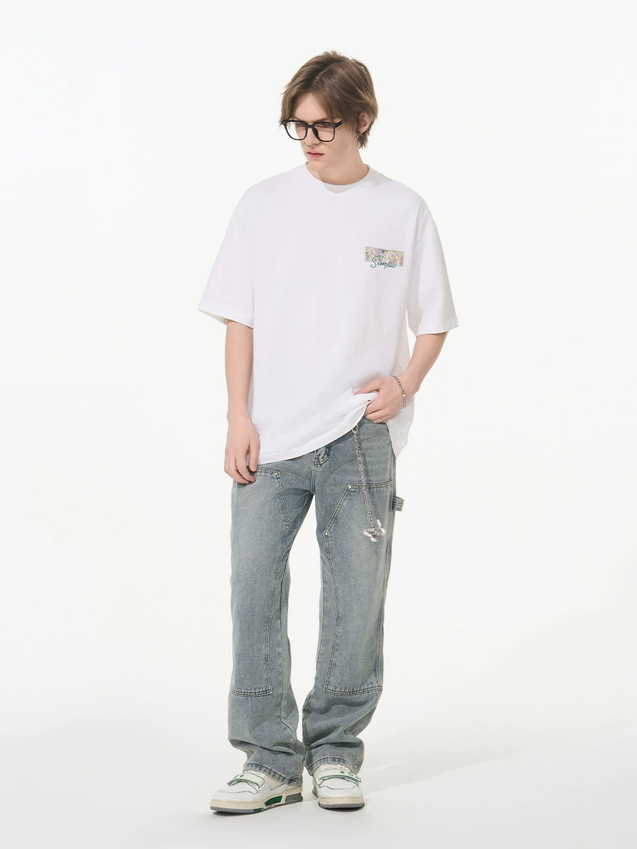 Harsh and Cruel Font Art Oil Painting Floral Tee