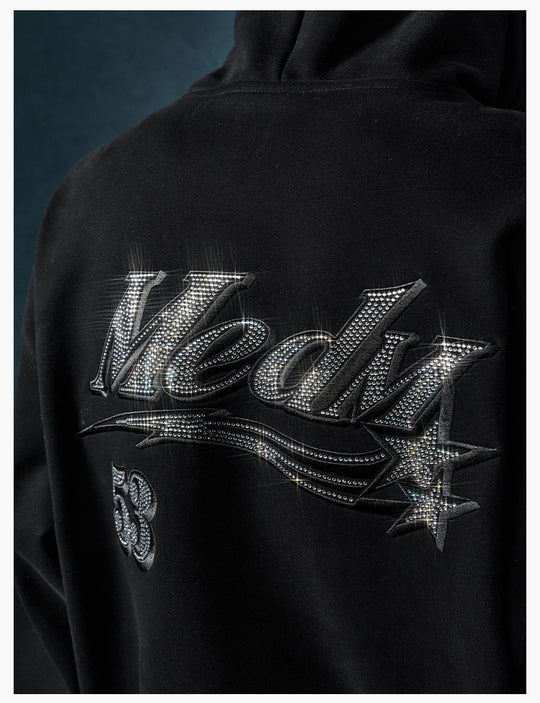MEDM Rhinestone Star Logo Embroidered Hoodie | Face 3 Face