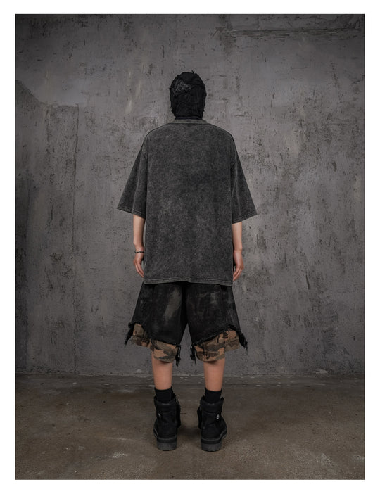 UNDERWATER Black Sand-Washed Basic Faded Tee | Face 3 Face