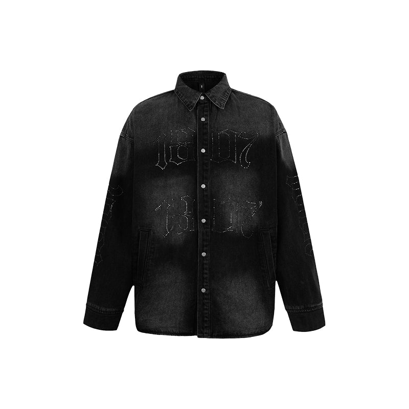 1807 Rhinestone Denim Shirt Jacket | Face 3 Face