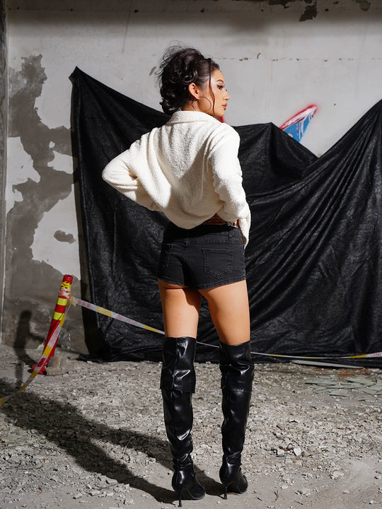 TGFCLUB I LOVE CD Half Zip Fleece Knit Sweater | Face 3 Face