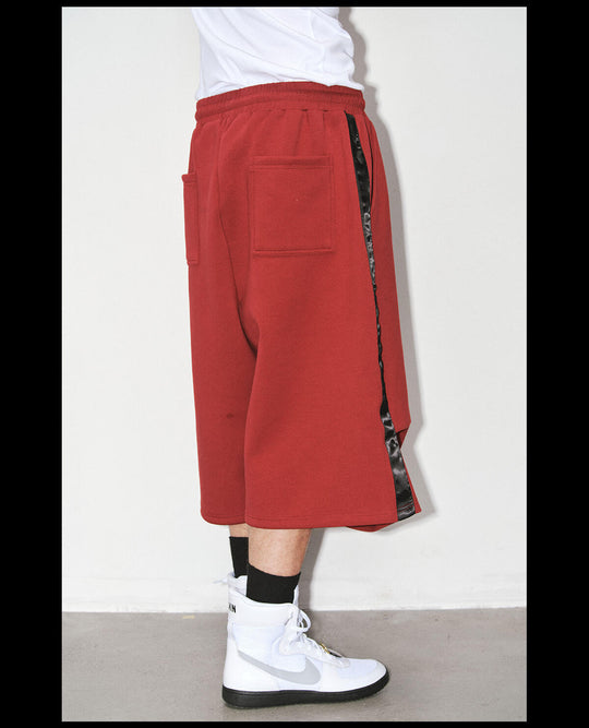 NOVACAM Flocked Print 3D Side Stripe Baggy Sweat Shorts | Face 3 Face