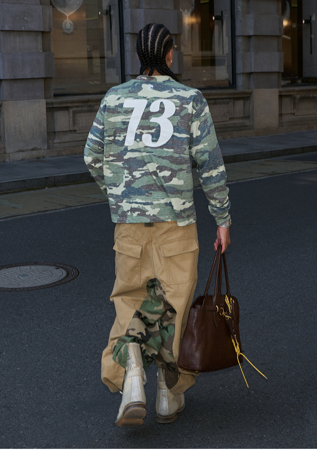 STEEPC Khaki Camouflage Patchwork Baggy Work Pants | Face 3 Face