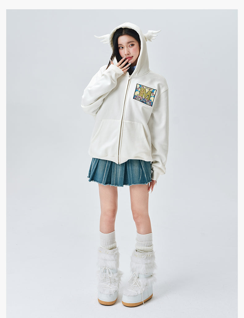 MEDM Angel & Devil Horns Zip-Up Hoodie | Face 3 Face