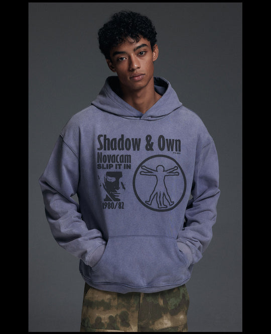 NOVACAM Washed Distressed Black Circle Hoodie | Face 3 Face