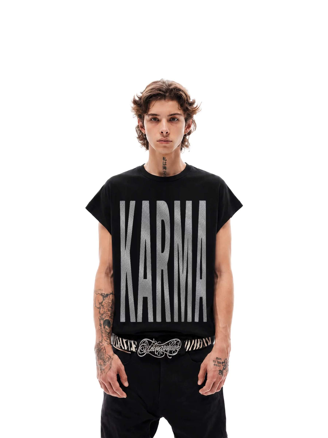 KARMANISTIC Big Glitter Logo Print Short Sleeve Tee | Face 3 Face