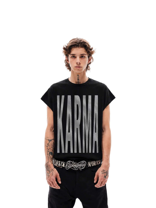 KARMANISTIC Big Glitter Logo Print Short Sleeve Tee | Face 3 Face