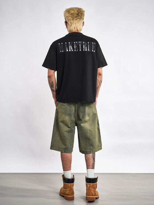 F3F Select Double Knee Line Stitch Denim Shorts | Face 3 Face