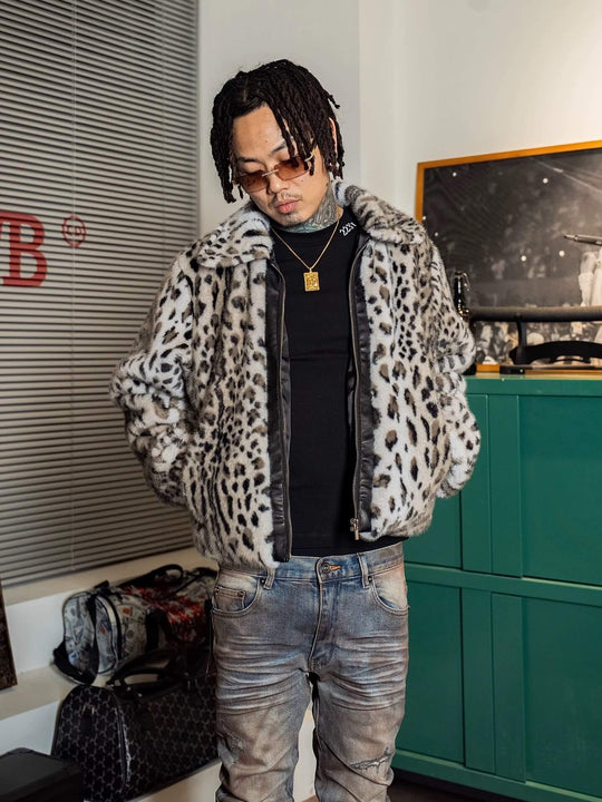 TGFCLUB Leopard Printed Faux Fur Jacket | Face 3 Face