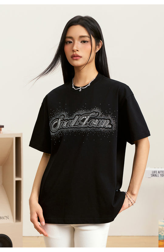 Small Town Kid Pearl and Rhinestone Embroidered Tee | Face 3 Face