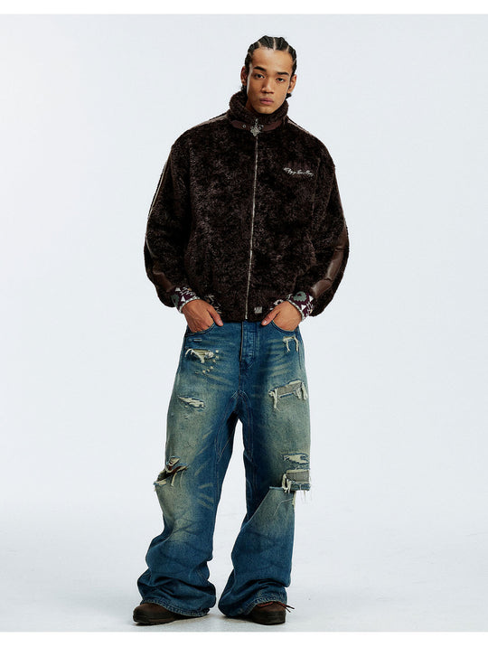 MEDM Ethnic Trim Belted Sherpa Jacket | Face 3 Face