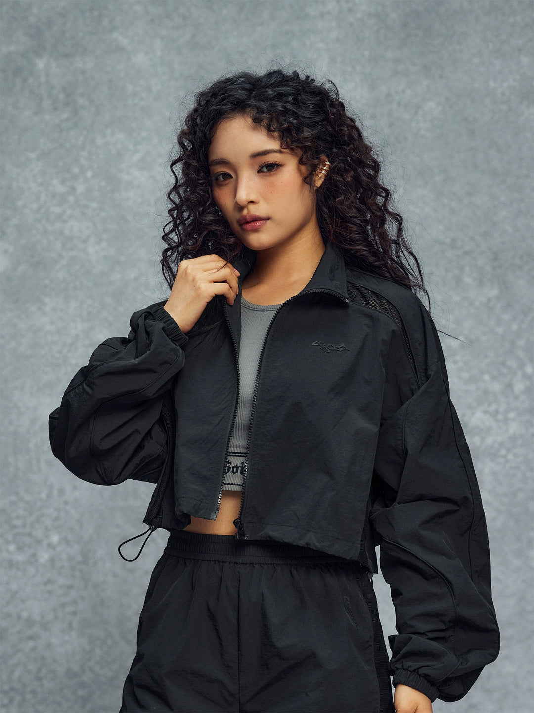 1807 Mesh Patchwork Cropped Track Jacket | Face 3 Face