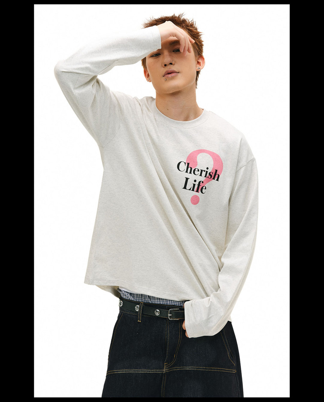 NOVACAM Question Mark Print Long Sleeve Tee | Face 3 Face