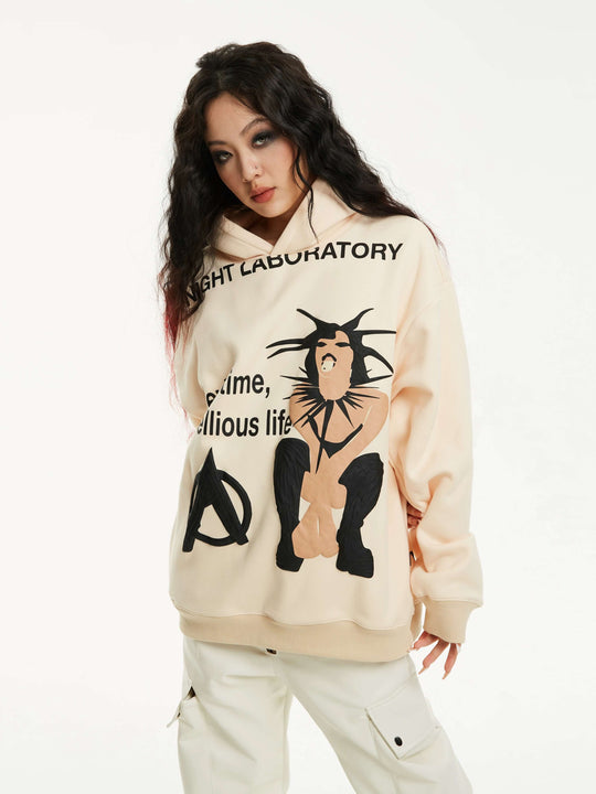 Night Lab Punk Girl Puff Print Hoodie | Face 3 Face