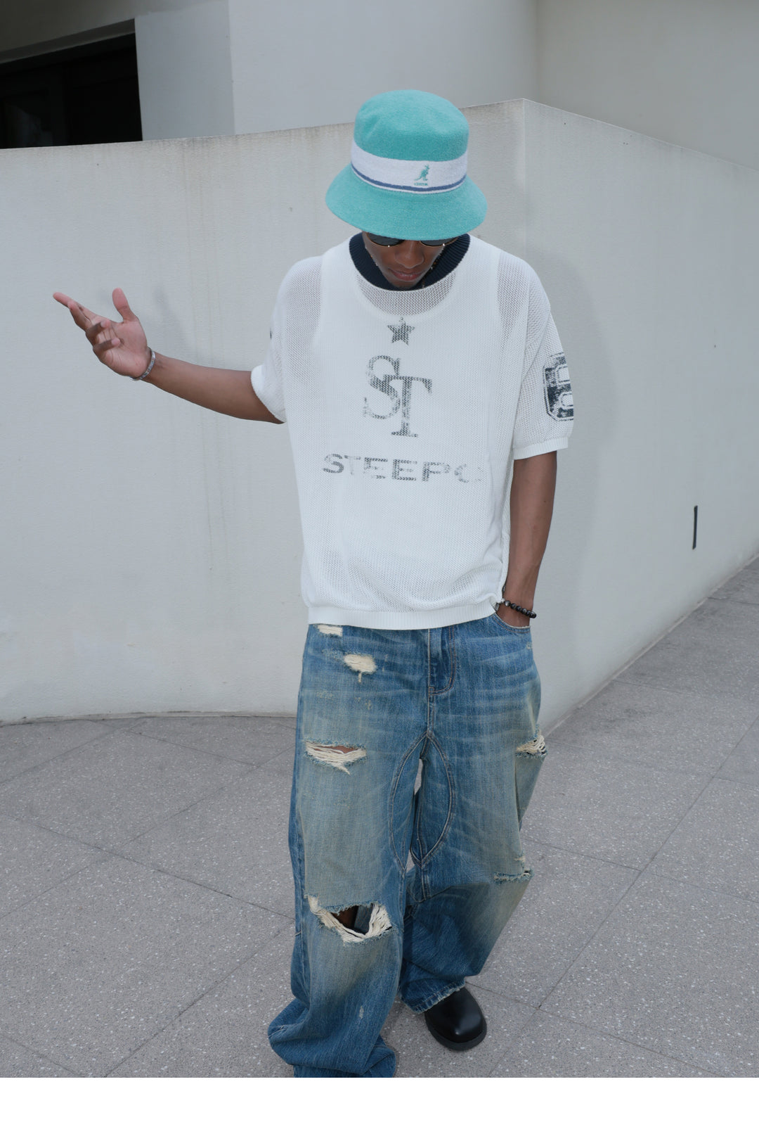 STEEPC Faded Print Mesh Knit Tee | Face 3 Face