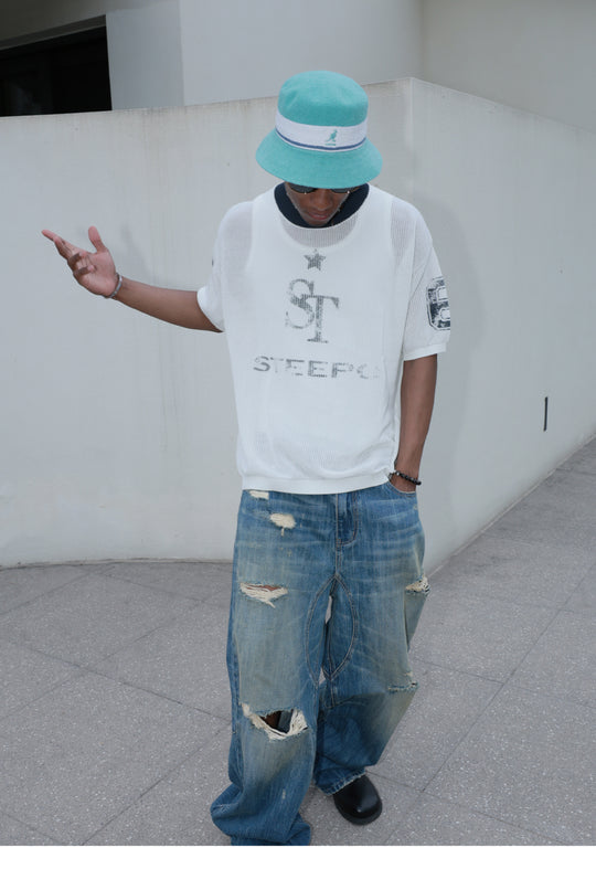 STEEPC Faded Print Mesh Knit Tee | Face 3 Face