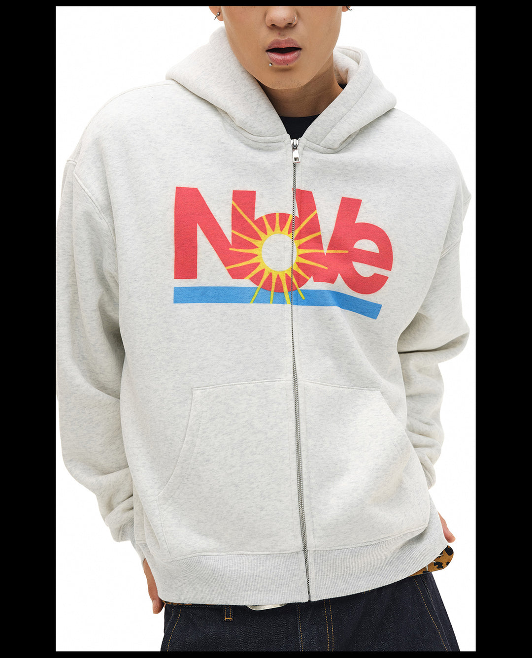 NOVACAM Vintage Monogram Print Zip Up Hoodie | Face 3 Face