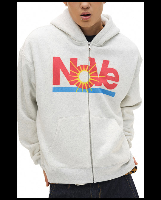 NOVACAM Vintage Monogram Print Zip Up Hoodie | Face 3 Face