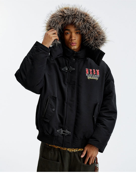 MEDM Detachable Fur Metal Snaps Down Jacket | Face 3 Face