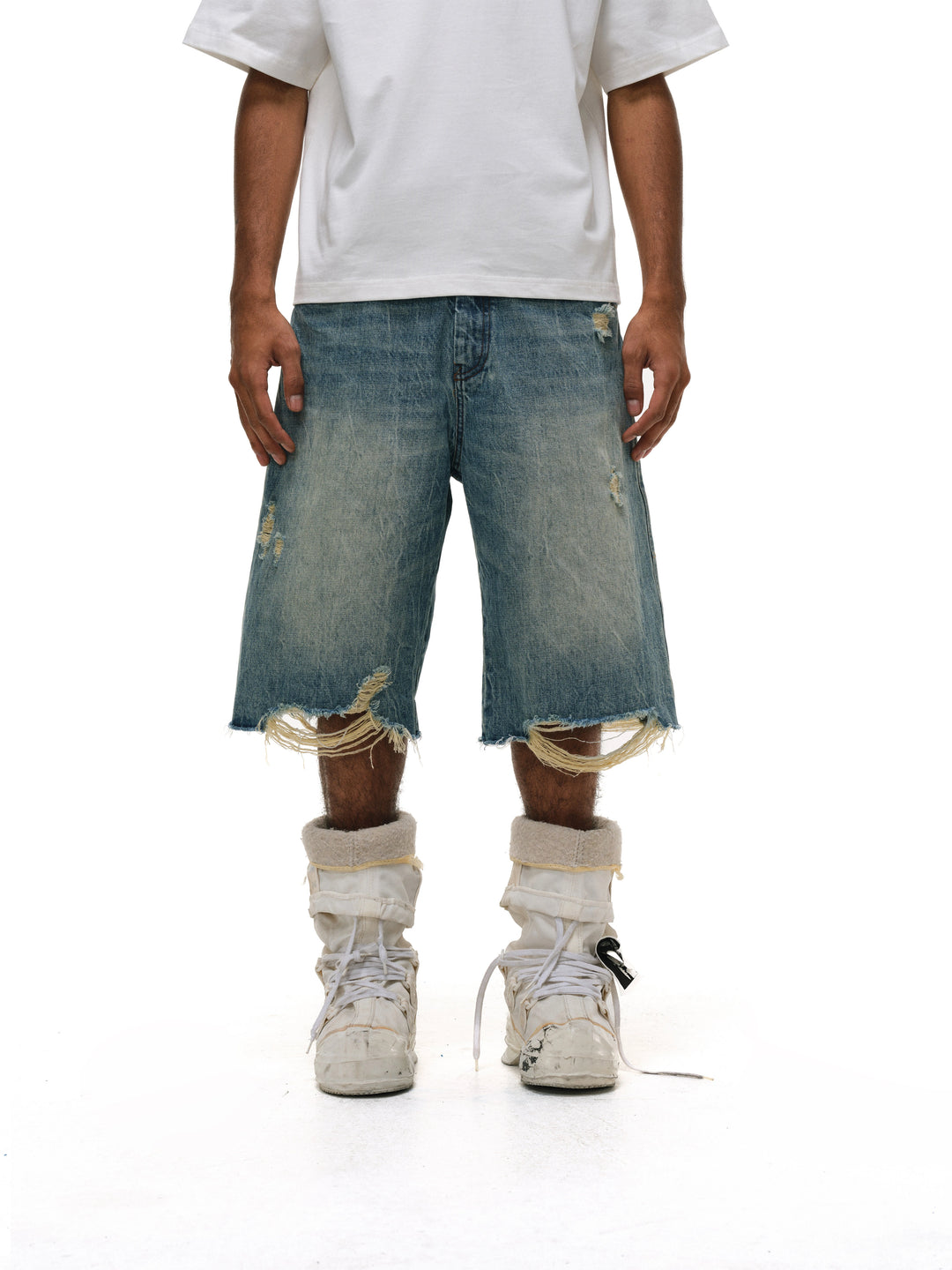 ANTIDOTE Leopard Patchwork Denim Shorts | Face 3 Face