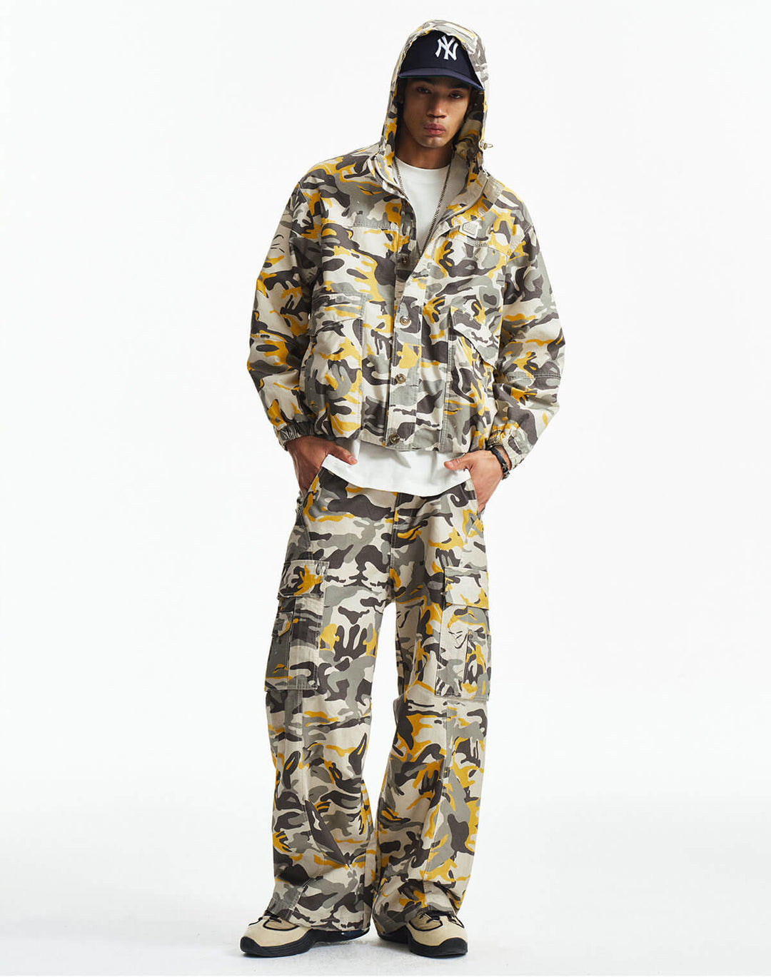 MEDM Custom Color Blocked Camo Hooded Jacket | Face 3 Face