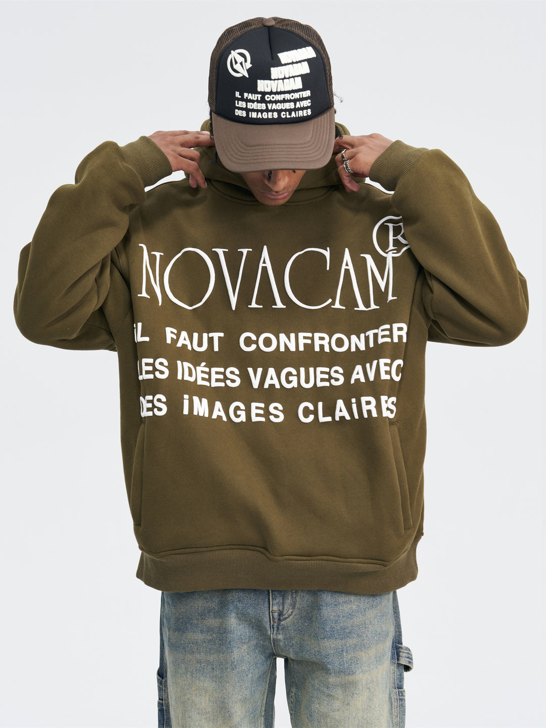NOVACAM Slogan Puff Print Logo Hoodie | Face 3 Face