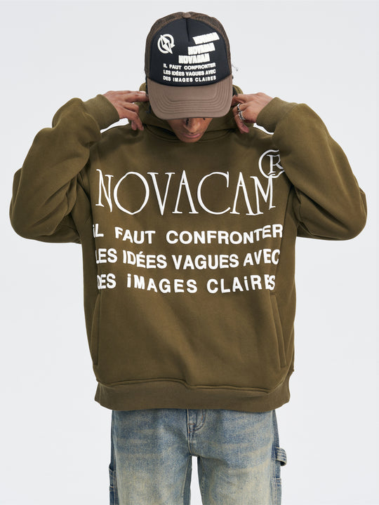 NOVACAM Slogan Puff Print Logo Hoodie | Face 3 Face