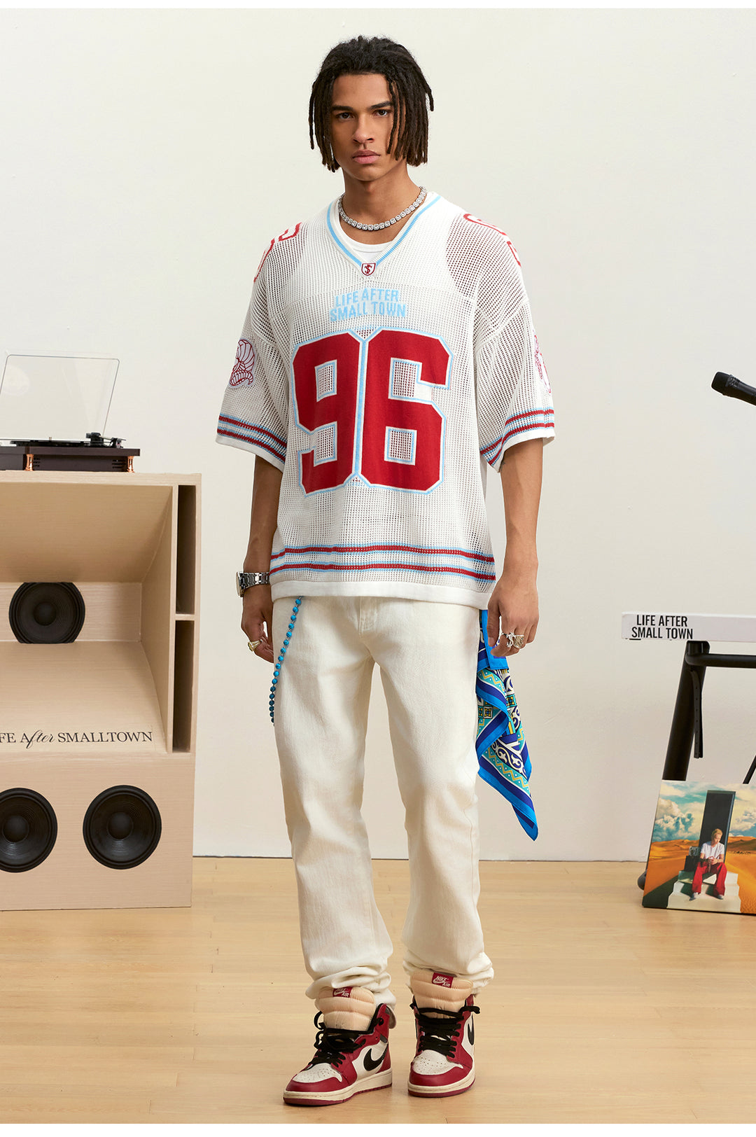 Small Town Kid Mesh Knit V Neck Rugby Jersey | Face 3 Face