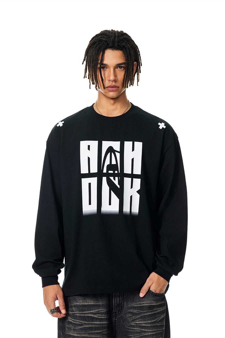 Achock Letter Logo Print Long Sleeve Tee | Face 3 Face