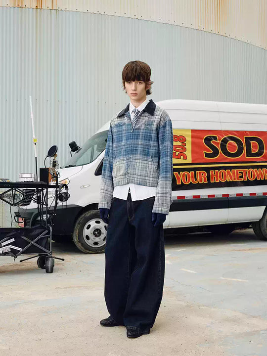 SOD Co. Washed Blue Gradient Plaid Jacket | Face 3 Face