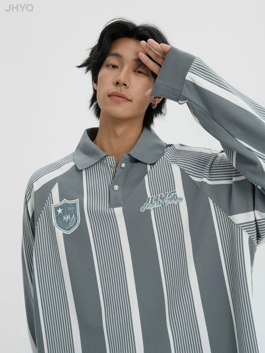 JHYQ Contrast Striped Long Sleeved Polo