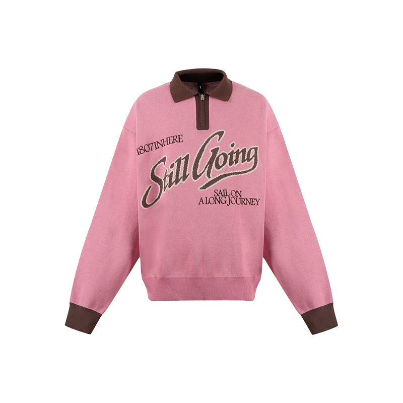 1807 Angel STILL GOING  Half Zip Polo Knit Sweater | Face 3 Face