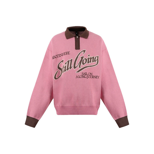 1807 Angel STILL GOING  Half Zip Polo Knit Sweater | Face 3 Face