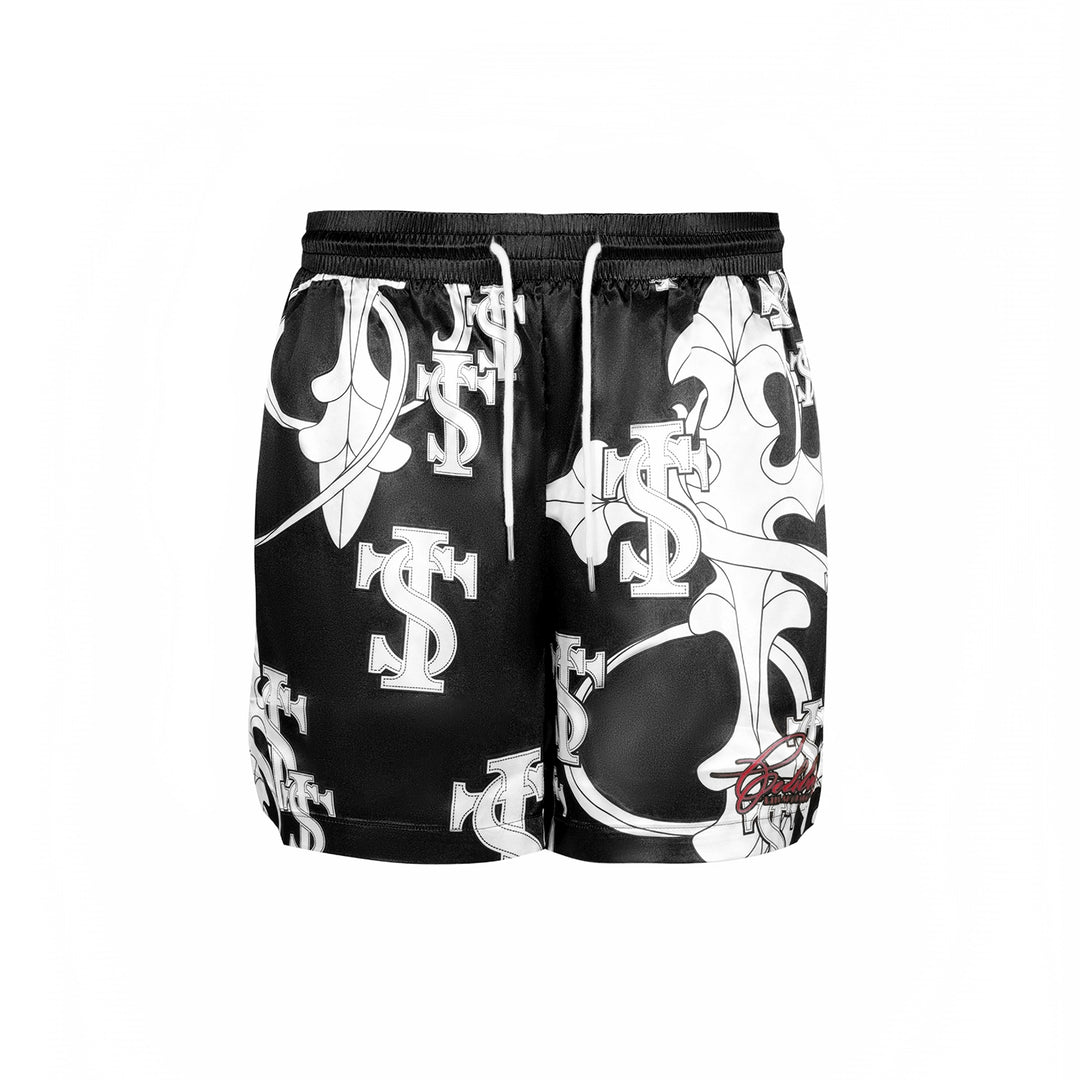 Small Town Kid Monogram Cross Logo Satin Cuban Shirt Set | Face 3 Face