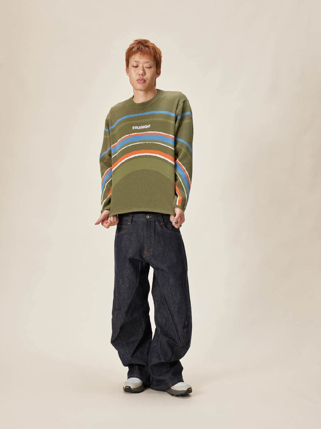 EVILKNIGHT(EK) Rainbow Circle Pattern Knit Sweater | Face 3 Face