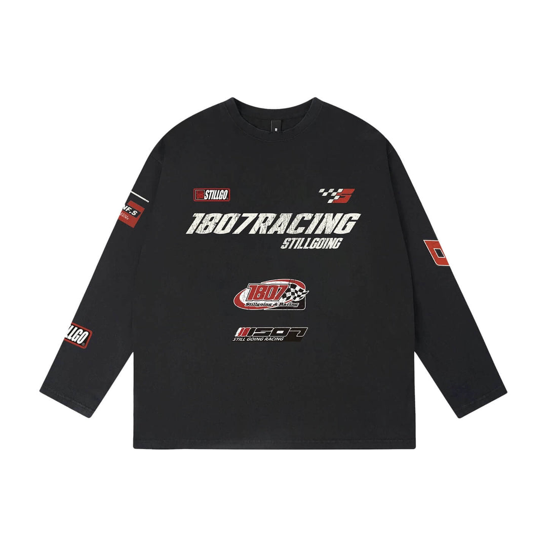 1807 Racing Vintage Printed Distressed Long Sleeve Tee | Face 3 Face