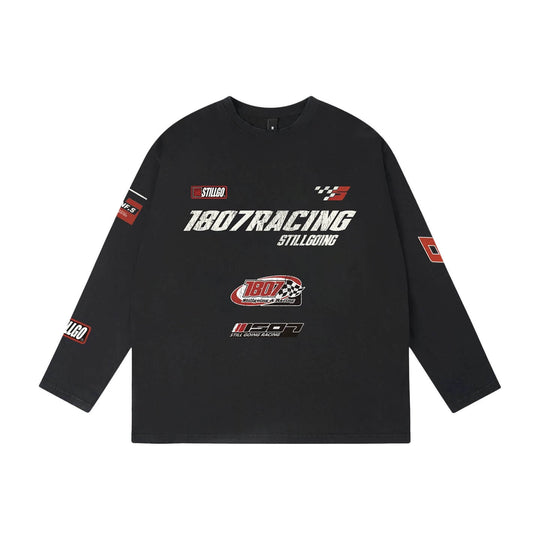 1807 Racing Vintage Printed Distressed Long Sleeve Tee | Face 3 Face