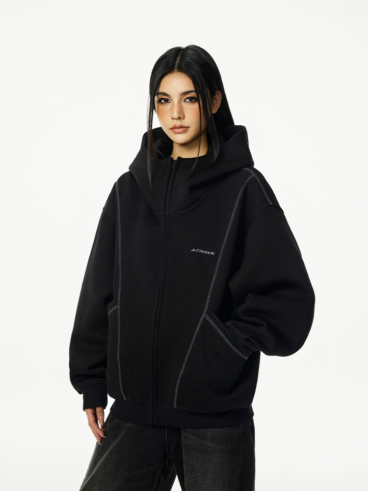 Achock Heavyweight Piping Zip Up Hooded Jacket | Face 3 Face