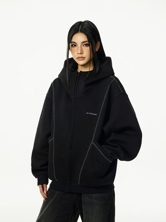 Achock Heavyweight Piping Zip Up Hooded Jacket | Face 3 Face
