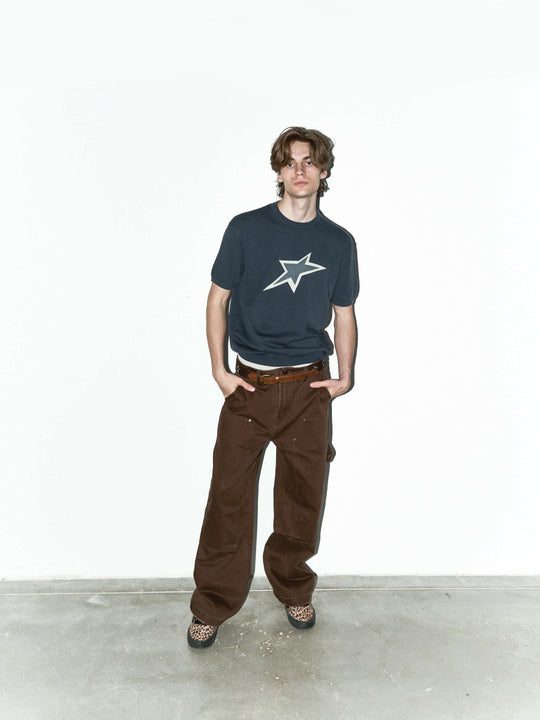 LIBERAFIT Star Cowboy Print Cotton Knit Ribbed Trim Short Sleeve Tee | Face 3 Face