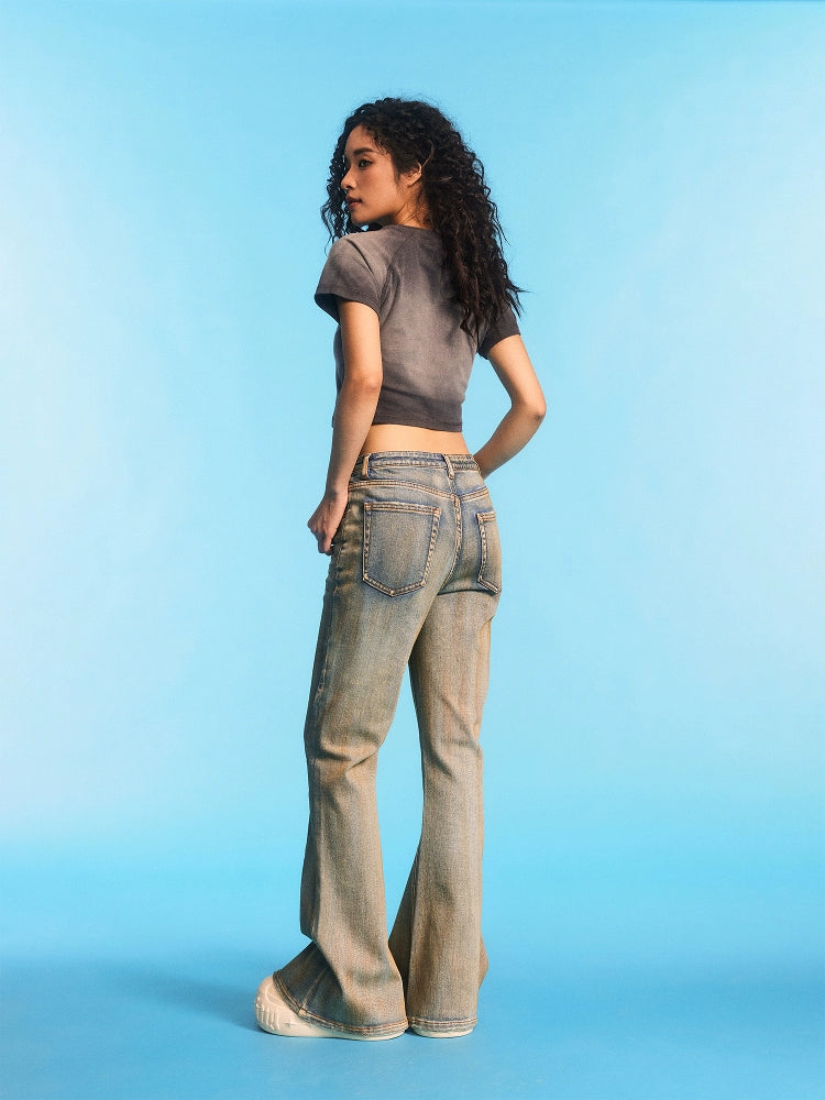 1807 Dice Print Gradient Aged Cropped Slim Tee | Face 3 Face