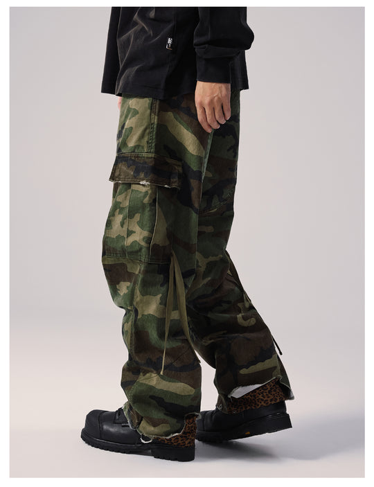 Remedy Distressed Camouflage Work Cargo Pants | Face 3 Face