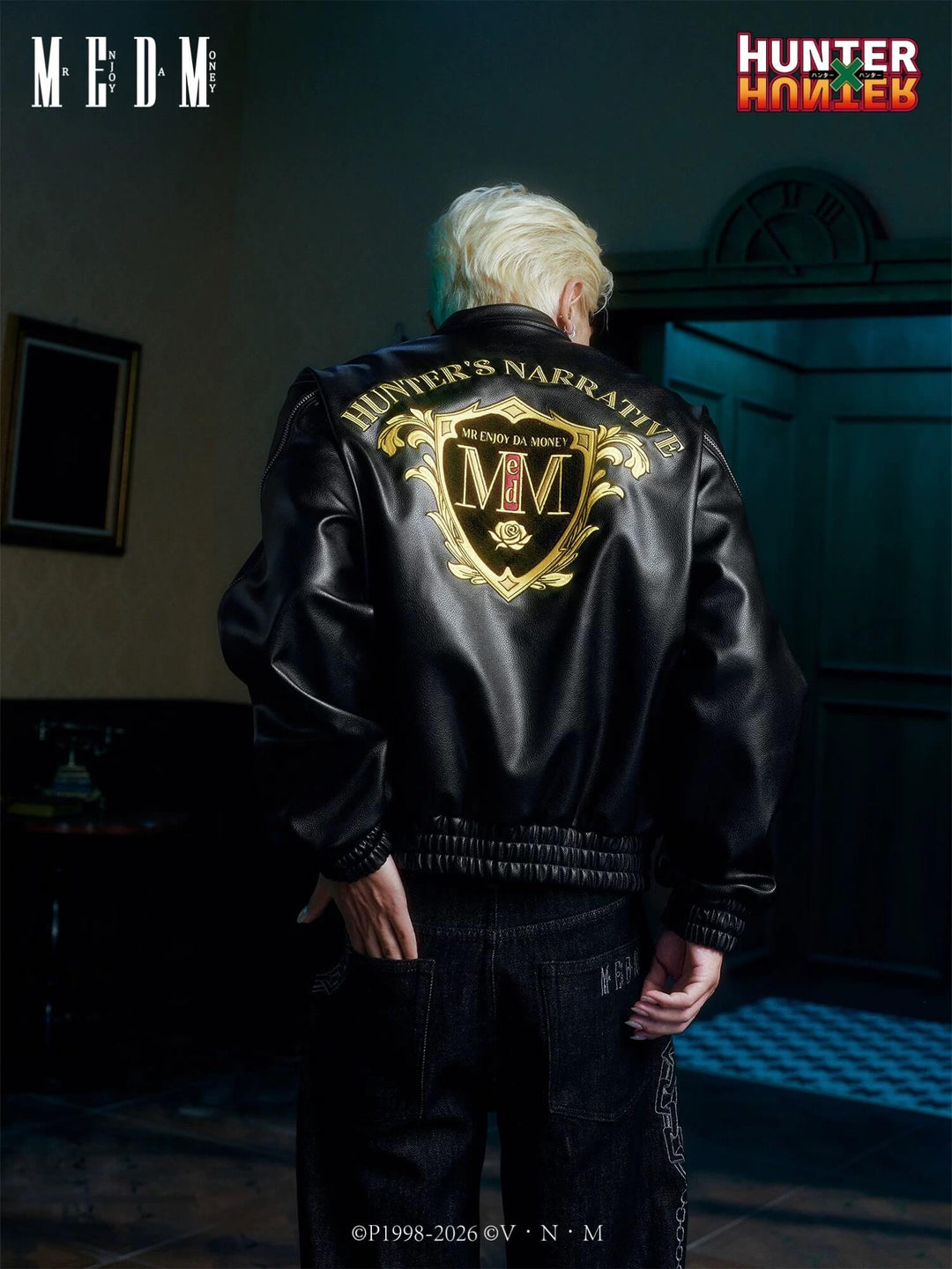 MEDM × HUNTER×HUNTER Hunter Association Logo PU Leather Jacket