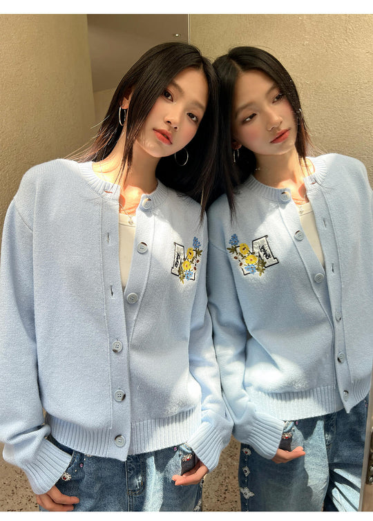 MEDM Floral Embroidered Knit Cardigan | Face 3 Face