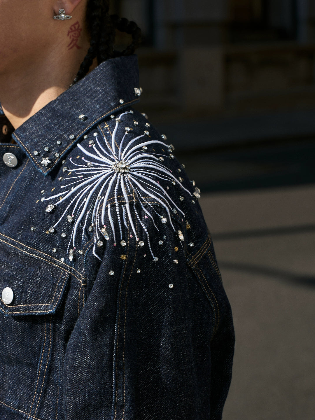 STEEPC Fireworks Rhinestone Denim Jacket | Face 3 Face
